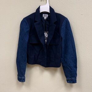 Chic Two-Tone Denim and Navy Jacket